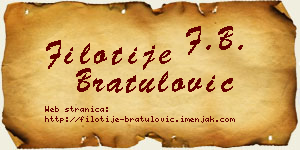 Filotije Bratulović vizit kartica